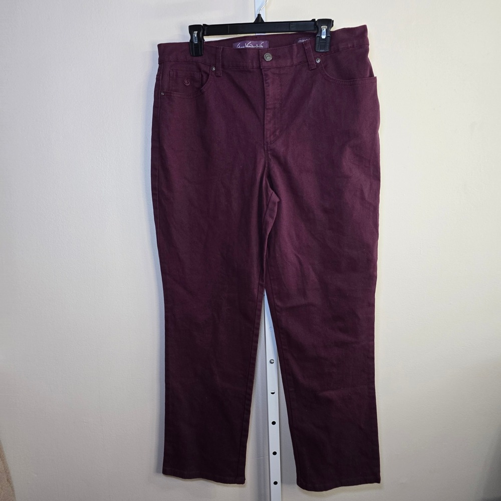 Gloria Vanderbilt Amanda Jeans Womens 14 Short Burgundy Tapered Leg Classic Rise